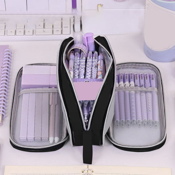 Luoshdecor Big Pencil Case Zipper Pencil Pouch Organizer ,Pen Bag with Handle Portable for Home Office College