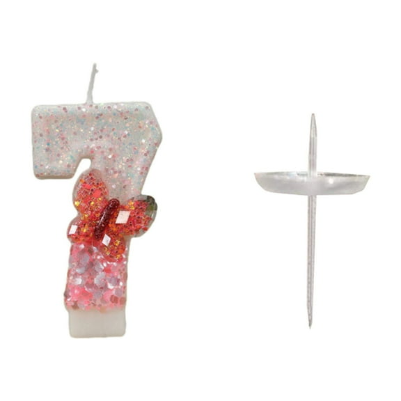 Luoshdecor Birthday Candles Numbers 3 in ,Pink Glitter Butterfly Birthday Candles for Cake Topper with Sequins for Anniversary Celebration Party Supplies (7)