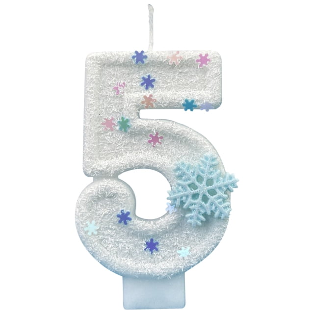 Luoshdecor Birthday Number Candles,White Snowflake Number Candles 0-9,for Cake Wedding Party DIY Decorations (5)