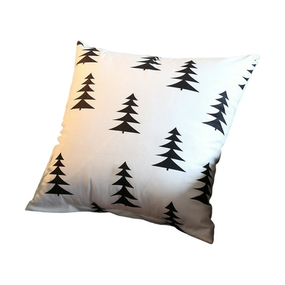 Luoshdecor Black White Throw Pillow ,18x18 in Geometric Pine Tree Square Pillow Cushion for Home & Sofa Bed Decoration