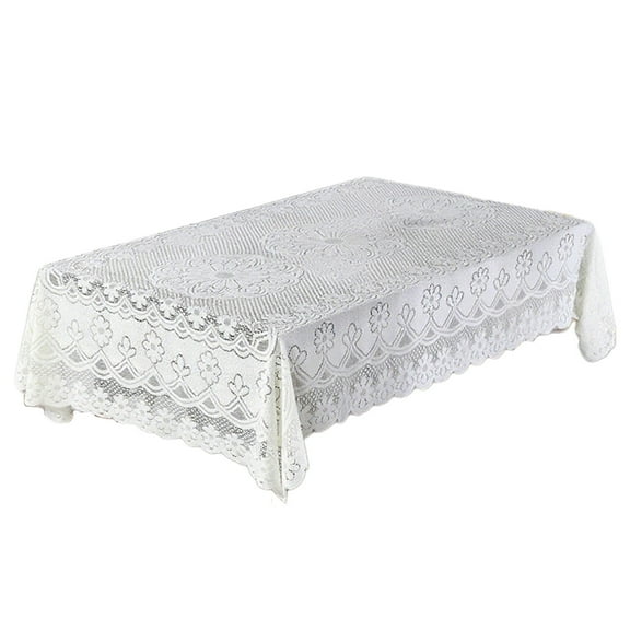 Luoshdecor Bohemian Lace Tablecloth Plaid,Crochet Vintage Floral Fringe Square Tablecloth for Kitchen Dining Room, Party, Holiday, Festival Home Decor 55x55 in