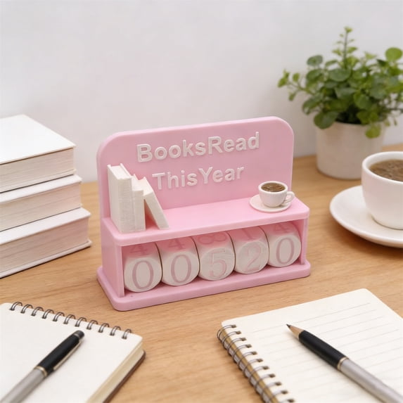 Luoshdecor Books Read New Year Tracker,Book Reding Recording Number Counter Decor,Table Counter Sign Up to 999 Books Gift for Book Lover