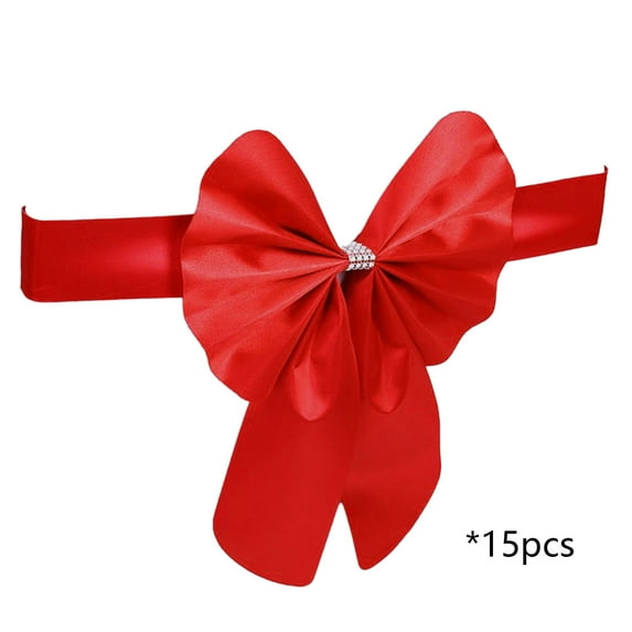 Luoshdecor Bow Chair Sashes,15 Pcs Satin Wedding Party Chair Cover Sashes Bows for New Year Valentine's Day Decor