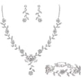 thumbnail image 1 of Luoshdecor Bridal Jewelry Sets,Leaf Cluster Flower Crystal Earrings Necklace Gift Set for Wedding Valentine's Day, 1 of 6