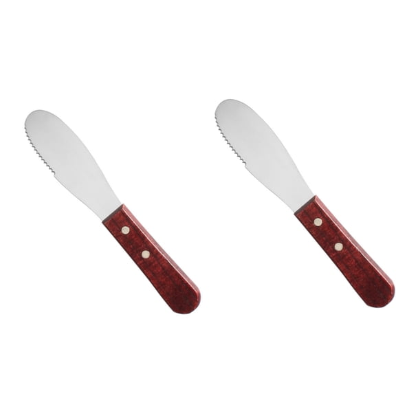 Luoshdecor Butter Knife Stainless Steel Butter Spreader Kitchen Tools for Spreads Butter Cheese，Wood Handle