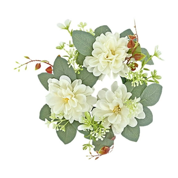 Luoshdecor Candle Rings Artificial Eucalyptus Leaves Floral Candle Rings Wreath,Decorative Taper DIY Candle Holder for Christmas Wedding Party Decor