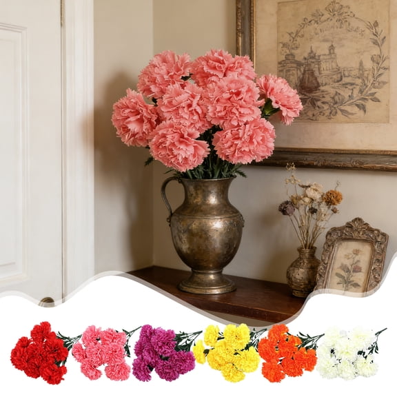 Luoshdecor Carnations Artificial Flowers,Outdoor UV Resistant Silk Petals Fake Flowers Plants for Photo Home Party and Wedding Decor,Orange