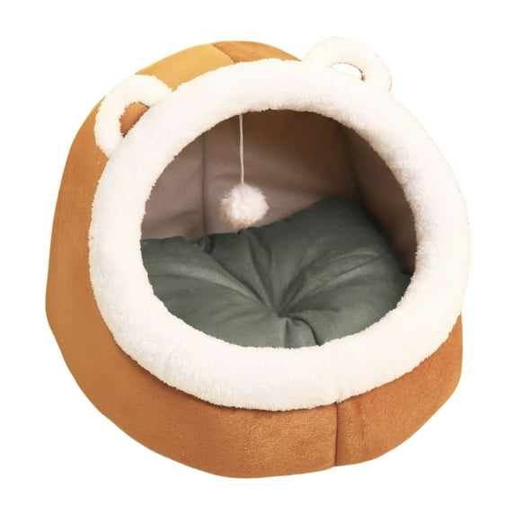 Luoshdecor Cat Bed Cave, Cat Beds for Indoor Cats with Washable Cushioned Pillow,Plush Semi-Enclosed Cat House for Small Medium Dog Cats