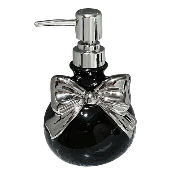 Luoshdecor Ceramic Pump Bow Bottle,Refillable Soap Dispenser for Kitchen & Bathroom Decoration