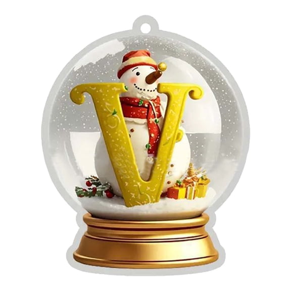 Luoshdecor Christmas 26 Letters Ornaments 2025, Acrylic Initial in Crystal Snow Globe Sign Hanging Pendant , for Christmas Fireplace Tree Home PartyDIY Decor () Gold