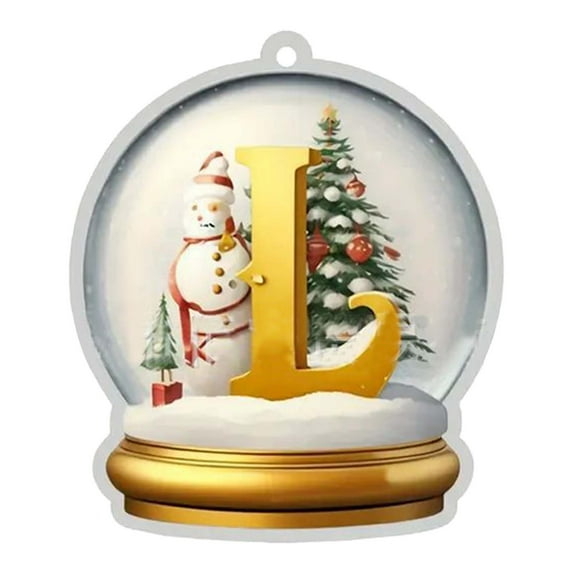 Luoshdecor Christmas 26 Letters Ornaments 2025, Acrylic Initial in Crystal Snow Globe Sign Hanging Pendant , for Christmas Fireplace Tree Home PartyDIY Decor () Gold