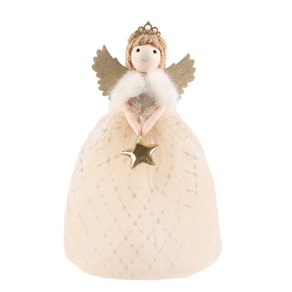 Luoshdecor Christmas Angel Tree Topper , Cute Plush Angel with Skirt Tree Topper Ornaments for Xmas Holiday Party Indoor Decor 10 in