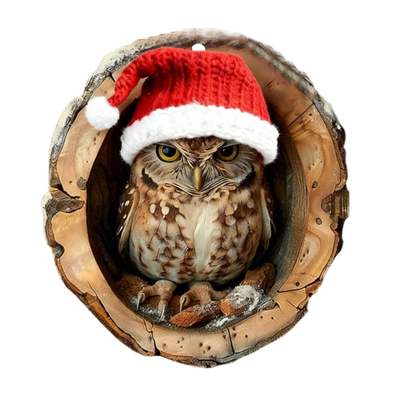 Luoshdecor Christmas Animal Ornament,Cute Owl in Tree Nest Holiday Decoration for Tree Pet Lover Friends Gift 3.1 in
