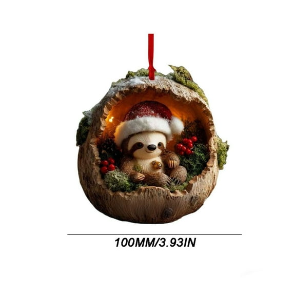 Luoshdecor Christmas Animal Ornament,Cute Sloths Sleeping Forest Holiday Decoration for Tree Pet Lover Friends Gift 4 in