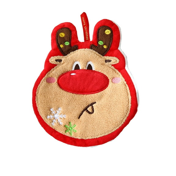 Luoshdecor Christmas Bath Flock Hand Towels,7.8 in Cute Soft Xmas Tree Snowman Stocking Elk Santa Shape Towels Gift for Kitchen Bathroom