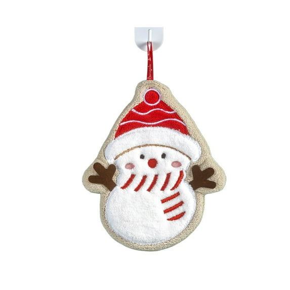 Luoshdecor Christmas Bath Plush Hand Towels,11.4 in Cute Dry Quickly Xmas Tree Snowman Stocking Elk Santa Shape Towels Gift for Kitchen Bathroom