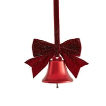 Luoshdecor Christmas Bows with Bell,5.1" Metal Bell Red Glitter Ribbon Bows Twist Tie for Gift Wrapping Wreath Wedding Home Xmas Party