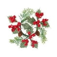 thumbnail image 1 of Luoshdecor Christmas Candle Ring Wreath, Artificial Pine Red Berry Pinecones Pillar Candle Holder Wreaths for Christmas Party Home Table Centerpieces Decor 8.7in, 1 of 6