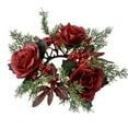 thumbnail image 1 of Luoshdecor Christmas Candle Rings Wreaths，Berry Red Rose Candle Wreaths Rings Table Centerpieces Candle Holder for Christmas Wedding Party Fireplace Decor 11.8 in, 1 of 8