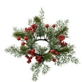 thumbnail image 1 of Luoshdecor Christmas Candle Wreaths Rings,Artificial Red Berries Snowy Pine Needles Candle Holder for Christmas Table Centerpiece Window Vase Wall Decor 9.8 in, 1 of 8