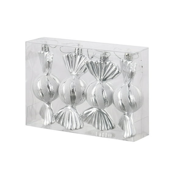 Luoshdecor Christmas Candy Ornaments,4Pcs Glitter Spiral Stripe Candy Cane Decoration for Holiday Decor 4.6 in