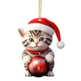 thumbnail image 1 of Luoshdecor Christmas Cat Ornament,Fun Winter Animal Cat with Ball Ornament for Home Party Fireplace Xmas Tree Decoration 3.1 in, 1 of 5
