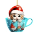 thumbnail image 1 of Luoshdecor Christmas Cat in Mug Ornament , Acrylic Cute Holiday Teacup Cat Hanging Ornaments for Home Holiday Decor Party Christmas Tree Decor, 1 of 5