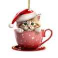 thumbnail image 1 of Luoshdecor Christmas Cat in Mug Ornament , Acrylic Cute Holiday Teacup Cat Hanging Ornaments for Home Holiday Decor Party Christmas Tree Decor, 1 of 5