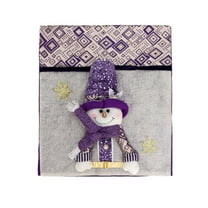 Luoshdecor Christmas Chair Back Covers, Winter Purple Reindeer Santa Snowman Chair Cover for Kitchen Holiday Home Party 18x21 in
