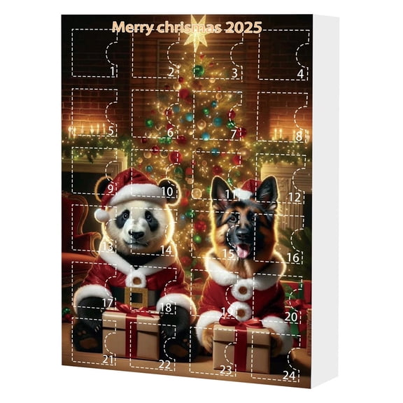 Luoshdecor Christmas Countdown Gift Box,Christmas Cute Panda 2D Acrylic Hanging Ornament for Holiday Teen,Families,Friends