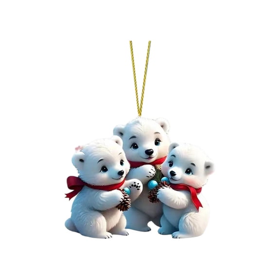 Luoshdecor Christmas Cute Polar Bear Ornament,Acrylic Animal Hanging Ornament New Year Gifts for Christmas Decorations Animal Lover 3.1 in