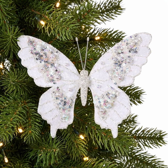 Luoshdecor Christmas Decorations Butterfly Clip,Sturdy and Lightweight Glitter Butterfly Ornament Fit for Holiday Party Tree Wreath Decor