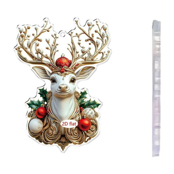 Luoshdecor Christmas Deer Decoration Tree Hanging Ornament, Acrylic Holiday Party Gifts 3.1 in