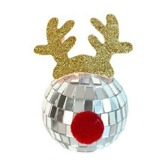 Luoshdecor Christmas Disco Ball Ornaments for Tree -Reindeer Mirror Ball Fawn Pendant, 2.3 in Xmas Holiday Party Decor Gift