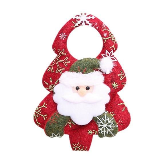 Luoshdecor Christmas Door Hanger Decorations, Cute Plush Santa Snowman Elk Holiday Doorknob Ornament for Home Hotel Bedroom Door Decor 6.3 in