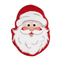Luoshdecor Christmas Doormat 31 in,Xmas Non Slip Floor Plush Mat Pinetree House Santa Shape Rug for Living Bathroom Home Decor