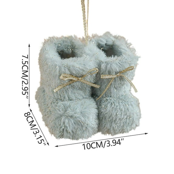 Luoshdecor Christmas Furry Snow Boot Ornament,Winter Plush Boot with Bow Hanging Decoration for Xmas Tree , Wreath, Fireplace,Decor 2.95"