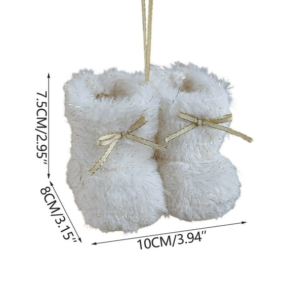 Luoshdecor Christmas Furry Snow Boot Ornament,Winter Plush Boot with Bow Hanging Decoration for Xmas Tree , Wreath, Fireplace,Decor 2.95"