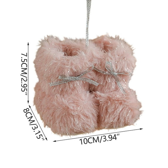 Luoshdecor Christmas Furry Snow Boot Ornament,Winter Plush Boot with Bow Hanging Decoration for Xmas Tree , Wreath, Fireplace,Decor 2.95"