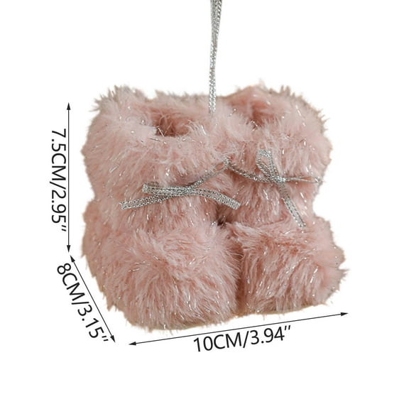 Luoshdecor Christmas Furry Snow Boot Ornament,Winter Plush Boot with Bow Hanging Decoration for Xmas Tree , Wreath, Fireplace,Decor 2.95"
