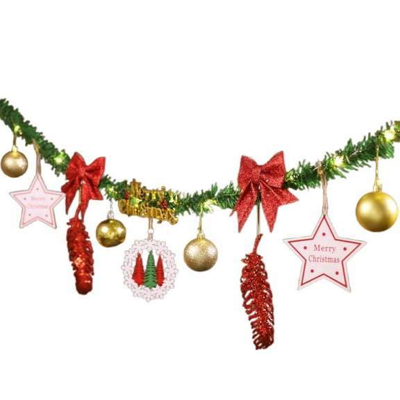 Luoshdecor Christmas Garlands Ornaments,Soft Green Garlands with Hanging Pendant Decoration for Holiday Decor 7.2ft