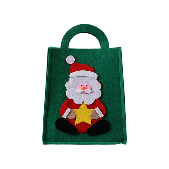 Luoshdecor Christmas Gift Felt Bags ,11.8 in Reusable Xmas Snowman Santa Elk Apple Bag with Handle for Xmas Holiday Party