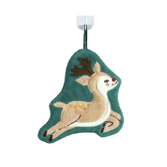 Luoshdecor Christmas Hanging Dish Towels,10 in Cute Plush Xmas Tree Snowman Stocking Elk Santa Shape Towels Gift for Kitchen Bathroom
