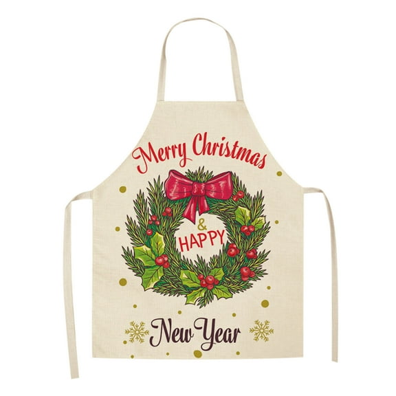 Luoshdecor Christmas Linen Apron,Winter Stocking Garland Gift Box Xmas Theme Apron with Strap for Adult Kitchen Party Supplies 26.8 in