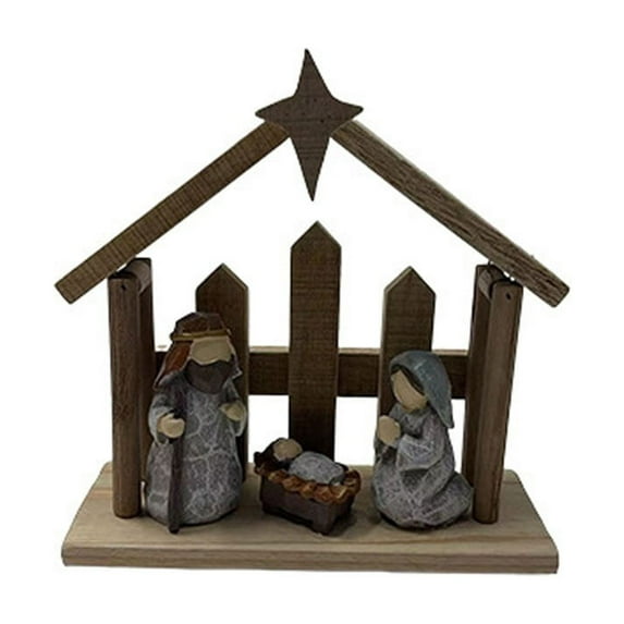 Luoshdecor Christmas Nativity Scene Decorations,Wood Jesus'Birth Statue Xmas Figurines,Cute Gift for Party Decor 7 in