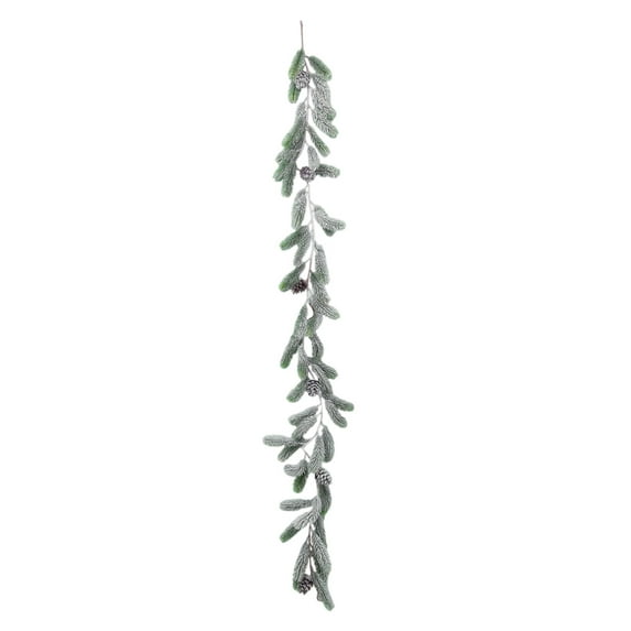 Luoshdecor Christmas Norfolk Pine Garland , 70.8 in Artificial Realistic Winter Greenery Snow Flocked Pine Garland for Fireplace Indoor Home Christmas Decoration