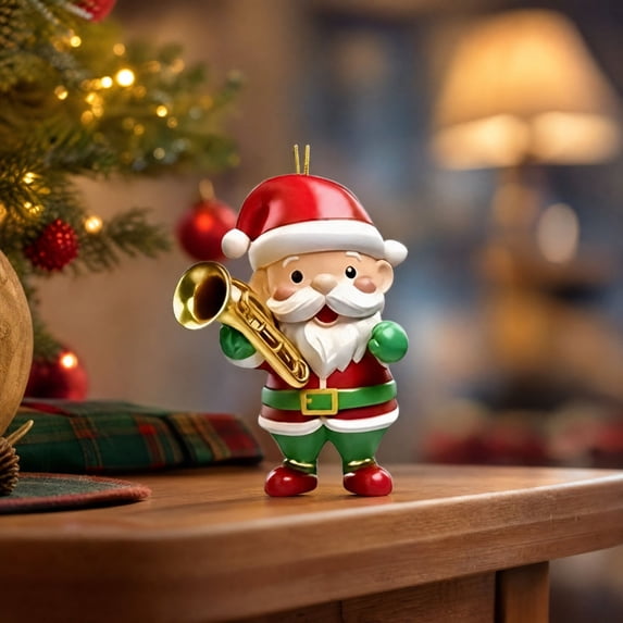 Luoshdecor Christmas Ornament Santa Claus Plays Instruments,Musical & Funny Style Ideal Gifts for Music Enthusiasts,Unique Ornament for XmasTree