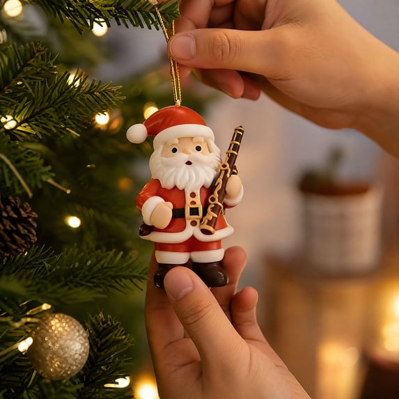 Luoshdecor Christmas Ornament Santa Claus Plays Instruments,Musical & Funny Style Ideal Gifts for Music Enthusiasts,Unique Ornament for XmasTree