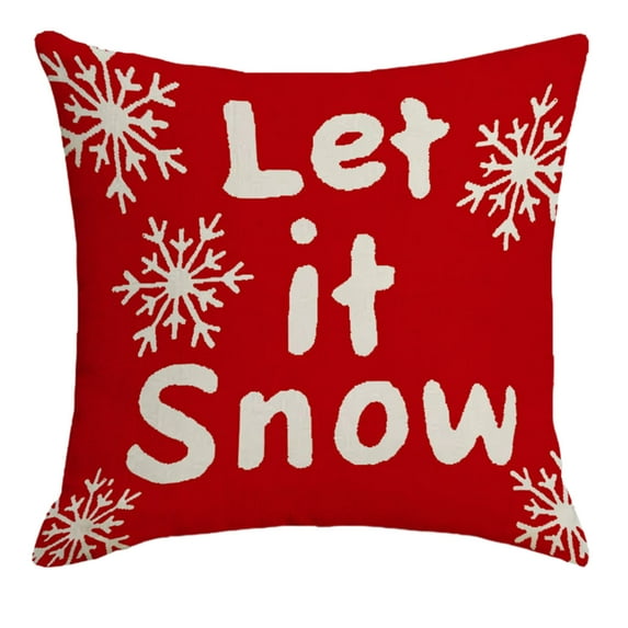Luoshdecor Christmas Pillow Cover，Vintage Red White Plush Xmas Theme Decorative Throw Pillow Cases for Home and Living Room Winter Bed Decor 18x18 in