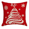 thumbnail image 1 of Luoshdecor Christmas Pillow Cover，Vintage Red White Linen Xmas Theme Decorative Throw Pillow Cases for Home and Living Room Winter Bed Decor 18x18 in, 1 of 6